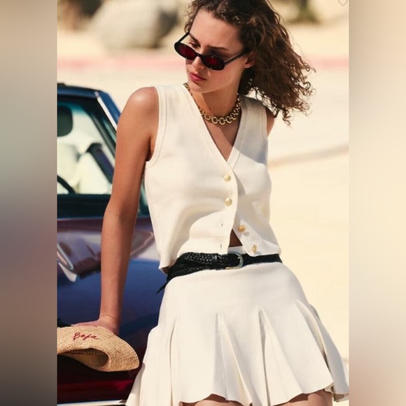 NWT J.Crew Pleated Size XXS mini sweater-skirt Ivory - Picture 3 of 9